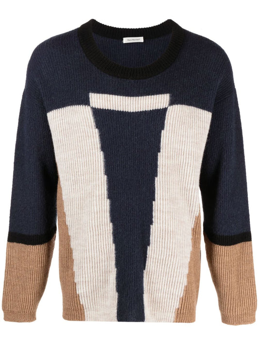 Colour-block intarsia jumper