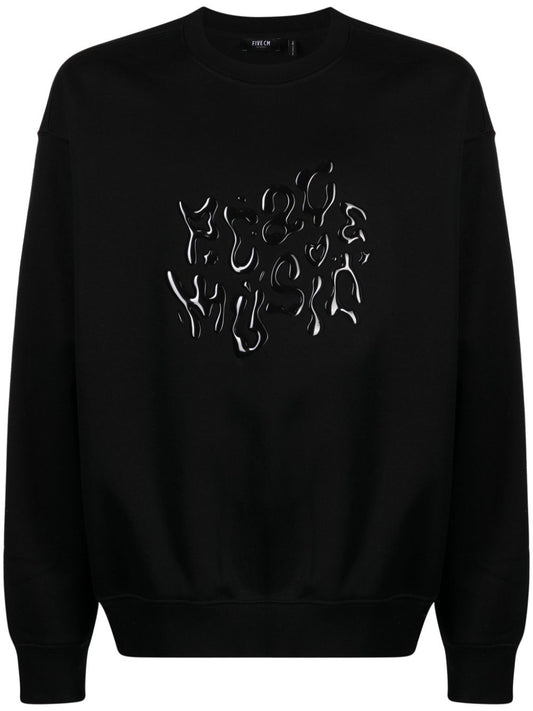 Embossed-lettering cotton-blend sweatshirt
