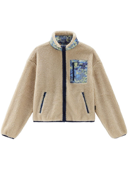 High-neck faux-shearling jacket