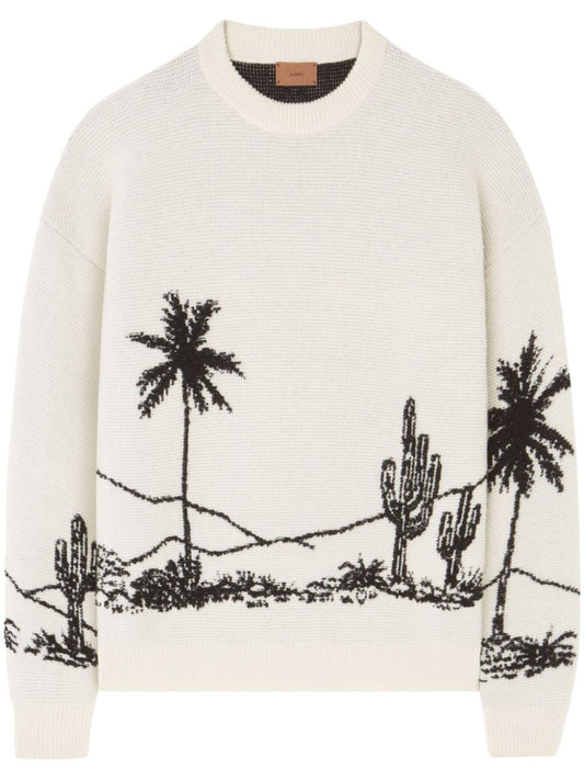 Desert print-knitted jumper