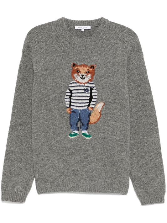 Fox-intarsia sweater